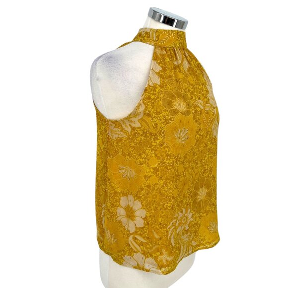 Cupcakes And Cashmere Yellow Floral Halter Top With Metallic Detail Size Small - Picture 7 of 11